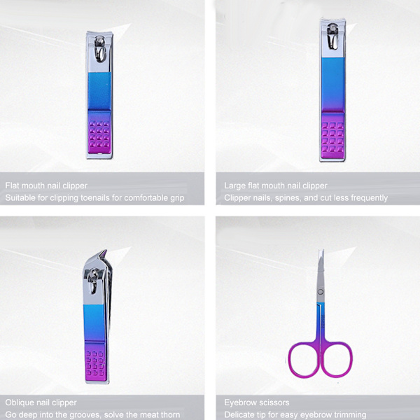 12-delad nagelklippare set ögonbrynssax död hud pusher manikyr pedikyr kit (7023C)