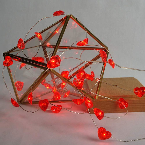 Fairy String Lights 10 ft 30 LED Röda Hjärtformade Blinkande Fairy Lights Batteridrivna för Barnrum Bröllop Inomhusfest Alla hjärtans dag