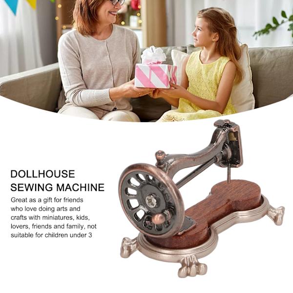 Sydocka symaskin för barn Mini bärbar riktig söt miniatyr handsymaskin för 1:12 dockhus