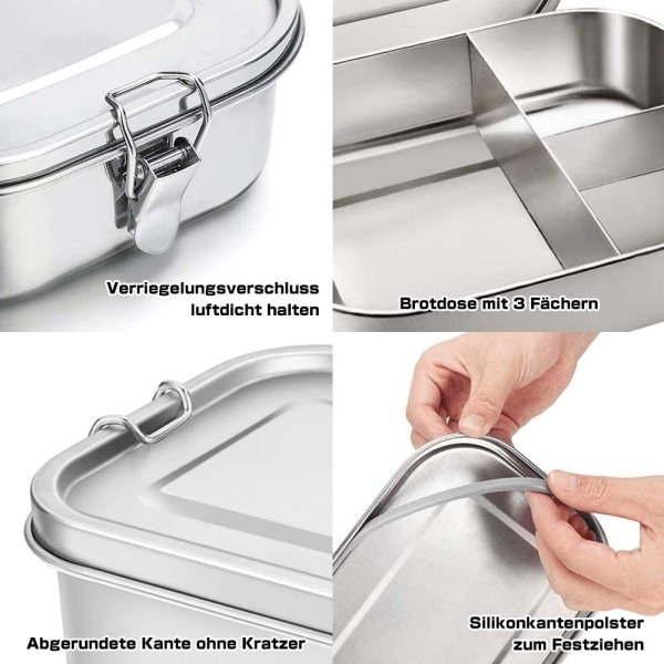 Matlåda i rostfritt stål matlåda i metall 1400ml läckagesäker