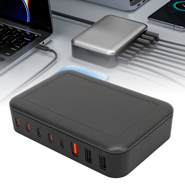 Multiport USB-laddare 235W 8 Portar PD65W Bordsladdningsstation för Snabb USB C-laddning för Macbook 100‑240V