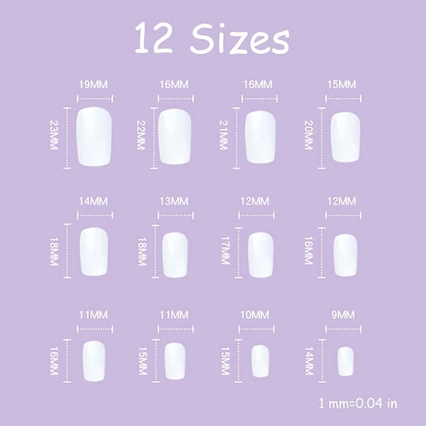 Franska falska naglar, 24 st rosa falska naglar medium fyrkantiga full cover nagelspetsar för kvinnor och flickor