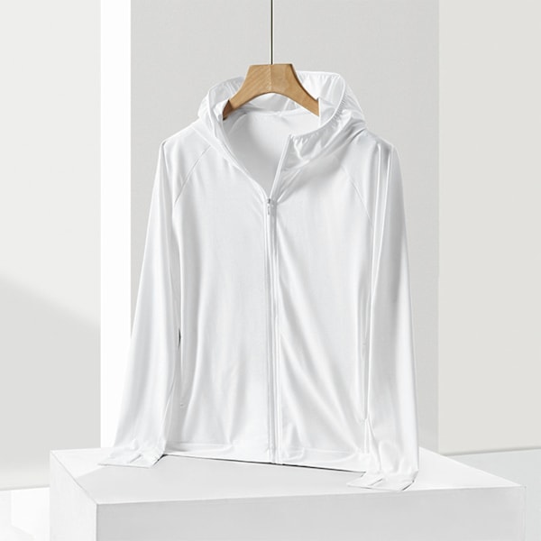 Dam solskyddsjacka Snabbtorkande vävning Hantverk Ventilera Dam solskydd Hoodie för utomhuslöpning Vandring Vit XL