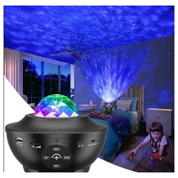 Ocean Wave Galaxy Projektor, Stjärnklar Scen Dekor för Romantisk Atmosfär, Bluetooth Högtalare för Partyrumsdekoration, Perfekt Gåva till Vänner och
