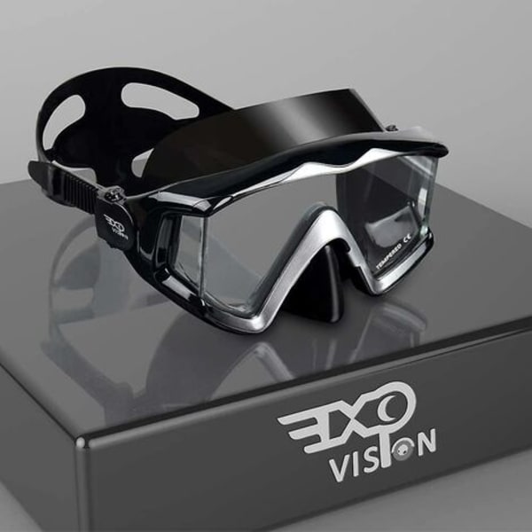 Panoramisk dykmask för vuxna med snorkel, härdat glas, dykmask av premiumkvalitet, simglasögon med nässkydd, dykutrustning
