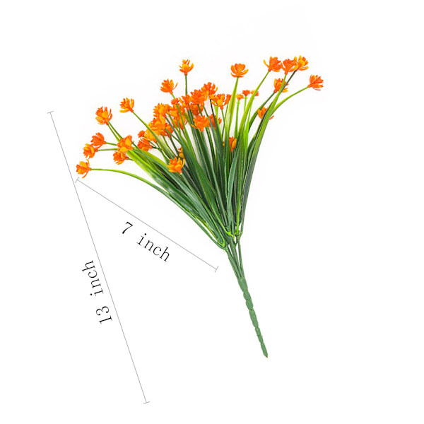 Konstgjorda falska blommor, 4 buntar utomhus UV-beständiga grönskande buskar växter inomhus utomhus hängande planterare hem trädgård dekor（Orange）