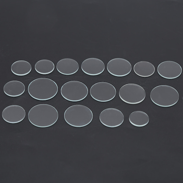 18 st klockglas platt kristall transparent lins set för klockor tillbehör 16-24,5 mm