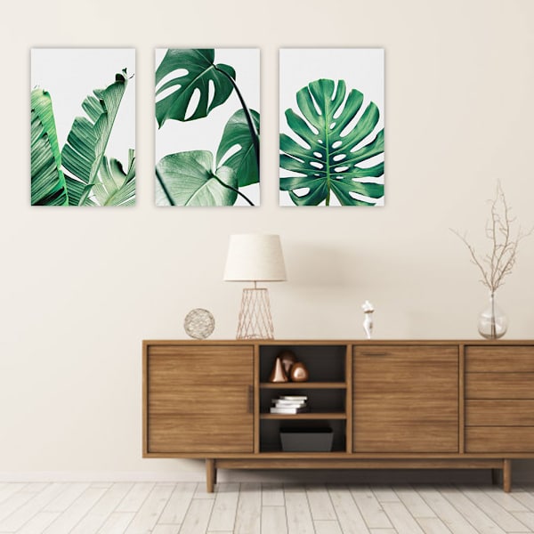 3 st bananblad canvas väggkonst målning modern stil tryckt bild hemmakontor dekoration