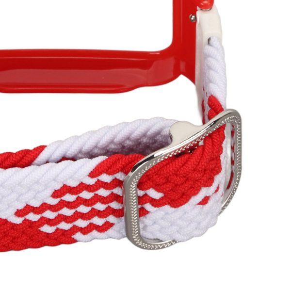 Stretch Nylon Flätad Klockarmband med Skyddande Bumper Case Tillbehör Passar för Mi Band 7 Pro Röd Vit och Röd Case