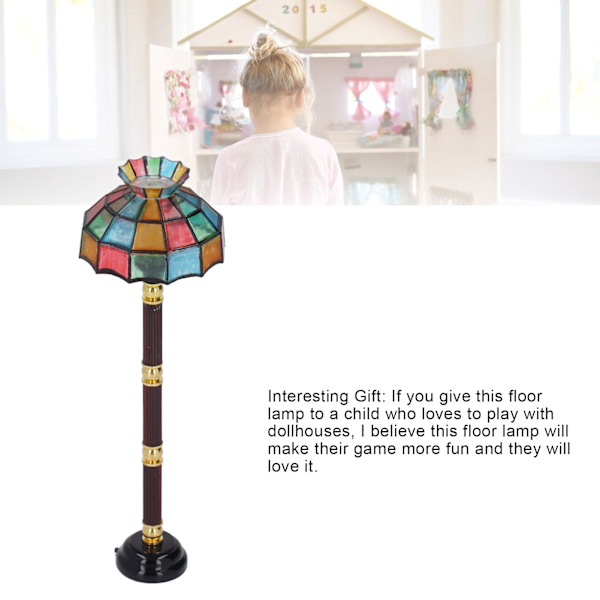 Miniatyrdockhus Golvlampa LED Färgglad Batteridriven 1:12 Realistiska Dockhusmöbler