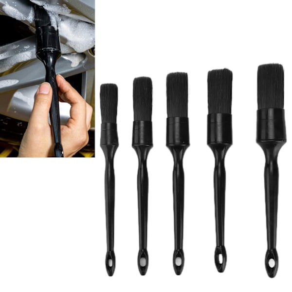 5-pack Bilrengöringsborste Set Svart Ren Man Microfiber Mikrofiber Underhåll Verktyg