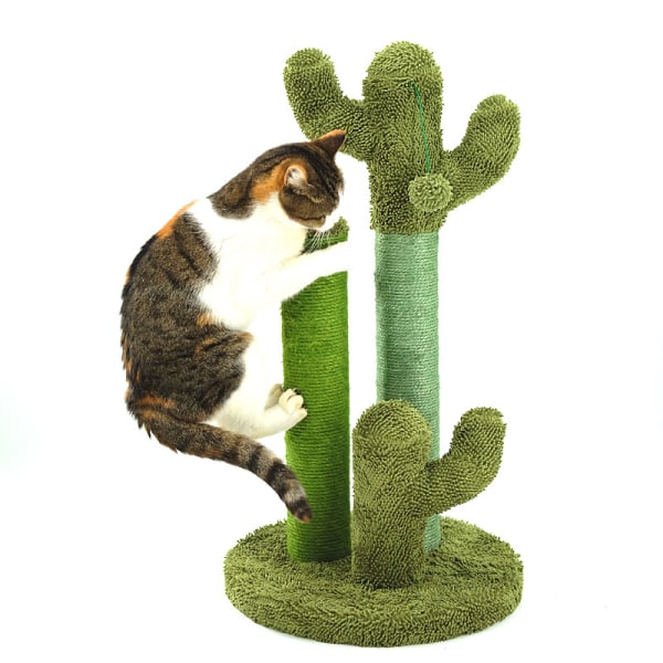 PAWZ Road Cactus Cat skrapstolpe med 3 skrappinnar och interaktiv dinglande boll, medium, 23"