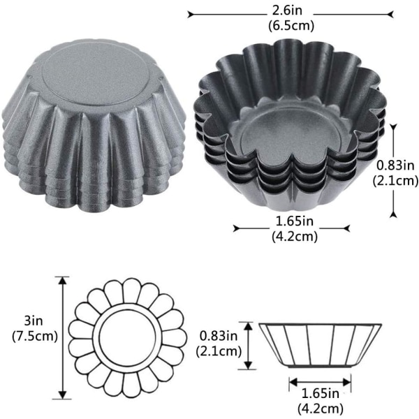 Äggtartsform, 10 st runda non-stick äggtartsform pajform cupcake pudding tartlet muffinsform kakformar