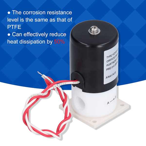 Solenoidventil DC AC Värmeavledning Syror Alkalier Resistens Stark Bas Solenoidventil för Industri AC220V