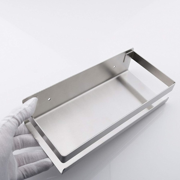 Elegant Rostfri Design Vägg Hylla, Fuktsäker Organizer i Rostfritt Stål, Utrymmesbesparande Väggmonterad Förvaring för Kök Sovrum Vardagsrumsinredning