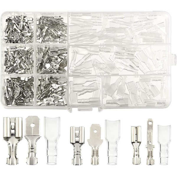 270 st elektriska ledningskontakter hane hona spade ledningskontakter crimp terminalblock med isoleringshylsasats 2,8 mm 4,8 mm 6,3 mm