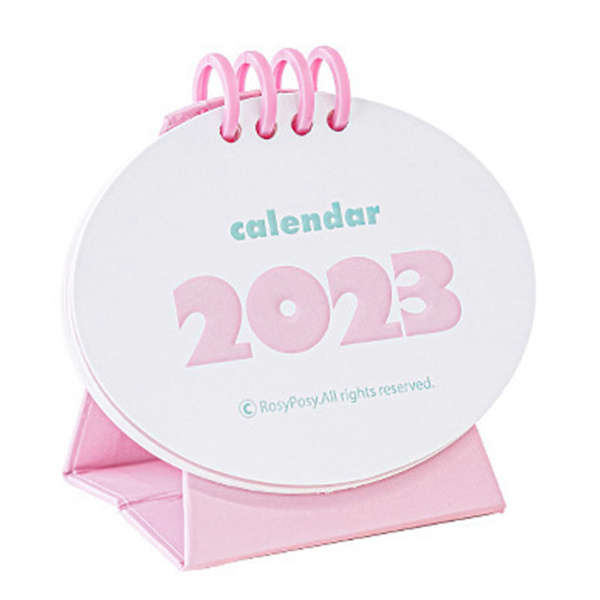 2023 Mini Skrivbordskalender Stående Vändspole Bindning Skrivbordskalender Söta Månadsschema Planerare för Hem Sovrum Oval Rosa