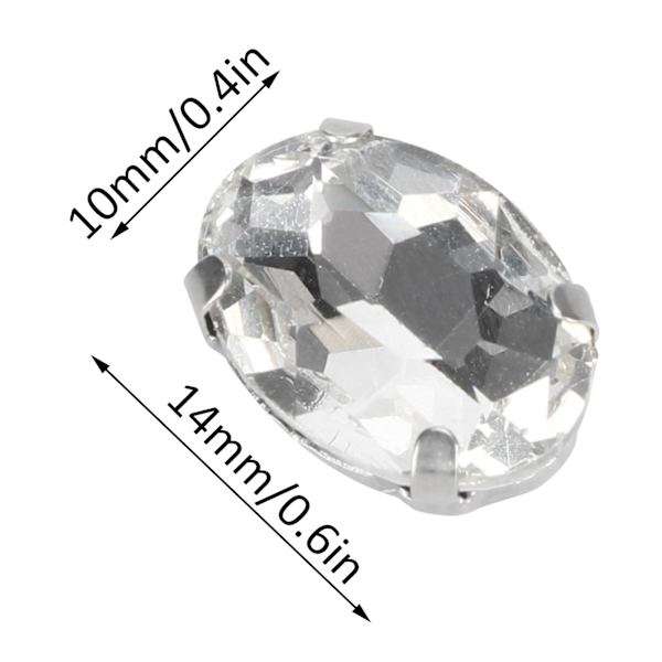 20 st klorhinestones glänsande DIY handsömnad skor dekoration kläder tillbehör (14 x 10 mm oval form)