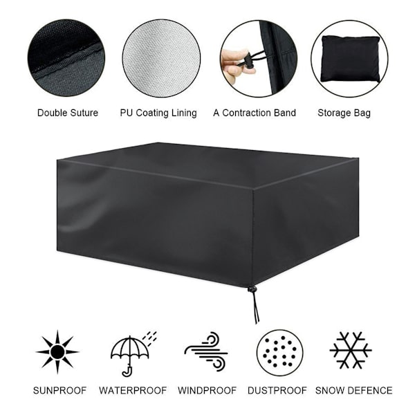 Slitstark utegrupp i vattentätt material, modulär soffgrupp för uteplats, bord och stolar - 200x160x70cm