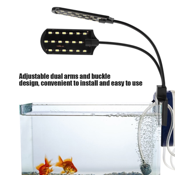 Dubbel LED-lampa justerbar dubbelarm lampa för akvarium fisk tank belysning EU-kontakt
