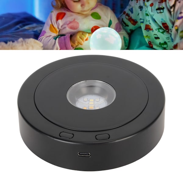 Svart LED-roterande displaybas 360 grader 80-talets cirkelbatteri eller USB-strömförsörjning Snurrbord Displayställ för kristaller Glas
