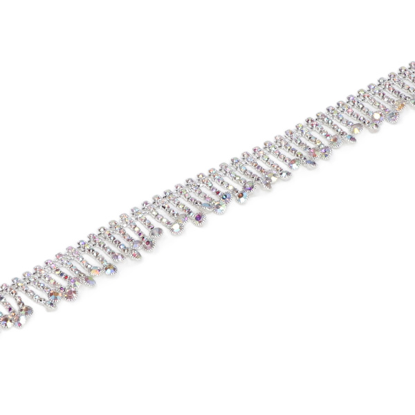 Rhinestone Tassel Chain Rund Form 2,2 cm Bredd Mode Tassel Design Godtycklig Klippning Plaggsmycke DekorSilver Botten AB Färg Borr