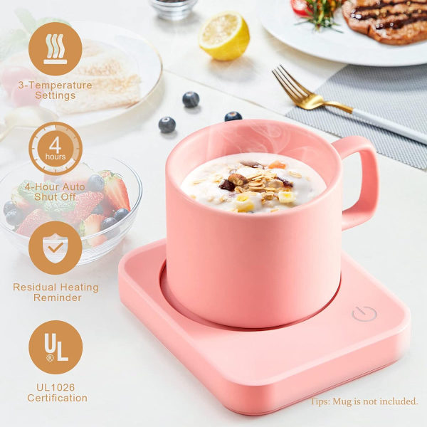 Värmare för kaffemugg, elektrisk kaffevärmare för skrivbord med automatisk avstängning, 3 temperaturinställningar Smart koppvärmare för uppvärmning av kaffe, dryck, mjölk, te