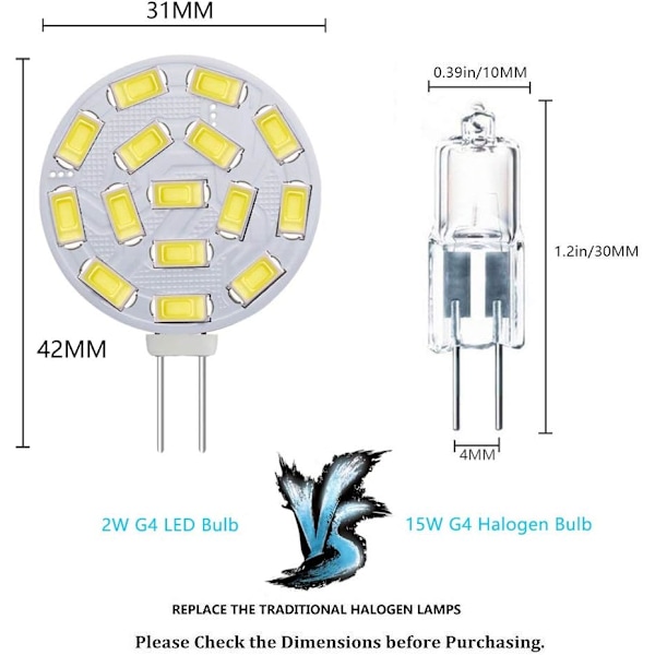 G4 3W LED-lampor, motsvarande 20-30W halogenlampor, G4-sockel AC/DC 12V, 300 LM, infälld belysning, skensystem, varmvit (3000K, 5 st)