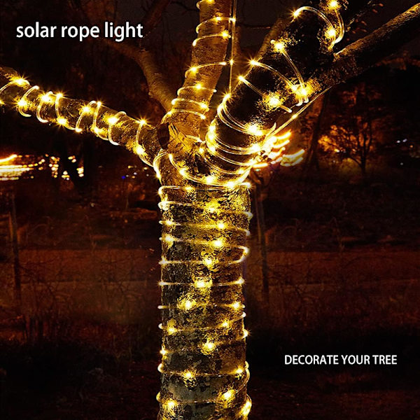 Solcellsbelysning med repform 10m 100 LED-lampor IP65 Vattentät Utomhus LED Koppar Fairy String Tube Ljus för Fest Trädgård Gräsmatta Hem Bröllop Jul Semesterträd