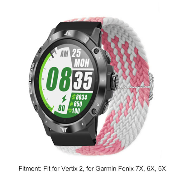 Nylon klockarmband ersättning elastisk andningsbar väv justerbar 26mm spänne klockarmband för Vertix 2 rosa vit