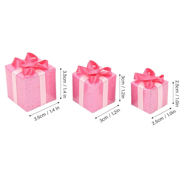 3 st Mini Boxar Prydnader Söt Stil 1/12 Skala DIY Pappersmaterial Julpaket Figur Set för Semester Dekoration