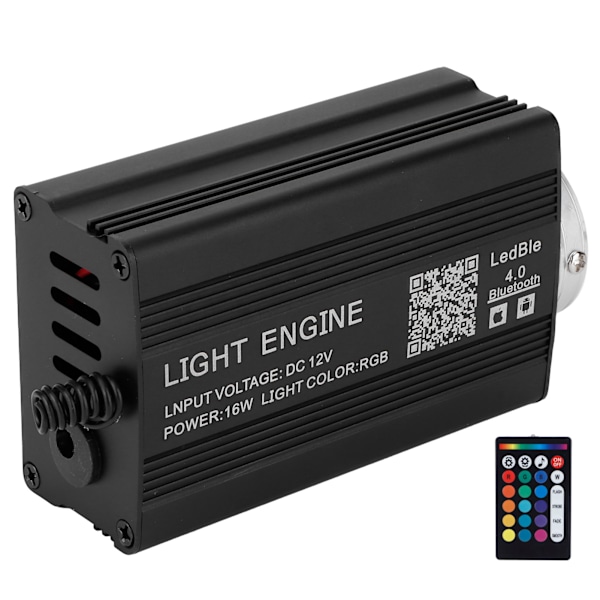 16W Fiber Optisk Lampa RGBW Fjärrkontroll Belysning för Bluetooth APP Kontroll 0.75mm x 2m KTV Bar Dekor UK Plug 100‑240V