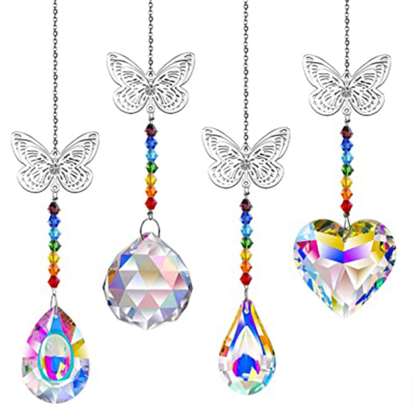 4 Pack Butterfly Crystal Sun Catcher Fönsterbrädeshänge för