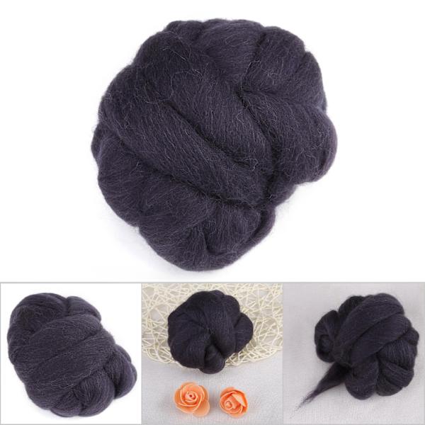 55g färgad nåltovningsull roving spinning sömnad trimning handarbete material (mörkgrå)