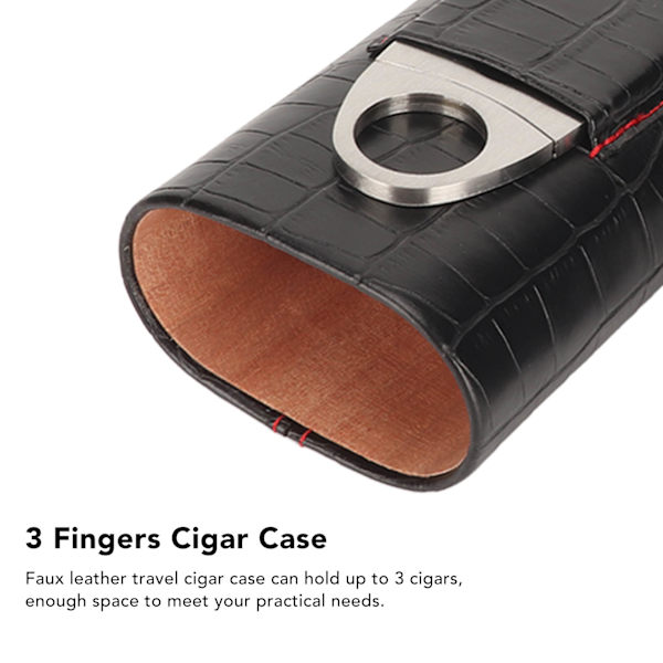 Cigar Humidor Klassisk Fashion Bärbar Cedar Trä Foder 3 Fingrar Faux Läder Resa Cigarrfodral med Skärare