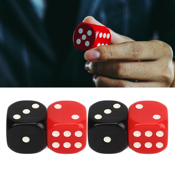 20PCS 6-sidig tärningsspel set säkert vattentätt svart rött bordsspel tärning för klubb bar fest