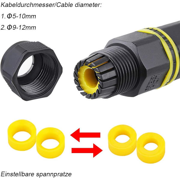Utomhuskabelkontakt för vattentät kopplingsdosa - 6-pack utomhusmuffkoppling för IP68-kontakt