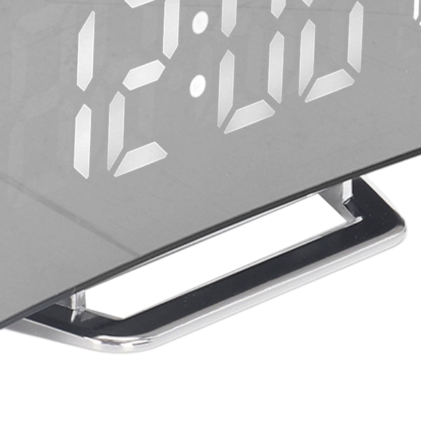 LED Digital Klocka 3 Nivåer Ljusstyrka Snooze USB Batteridriven Elektronisk Spegelväckarklocka med Temp Fuktighetsdisplay Vitt Ljus