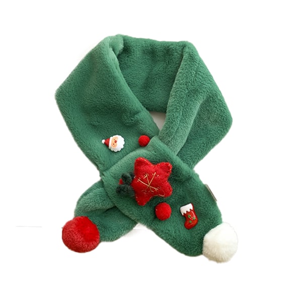 Jul vinter tecknad plysch varm hudvänlig halsduk för barn green
