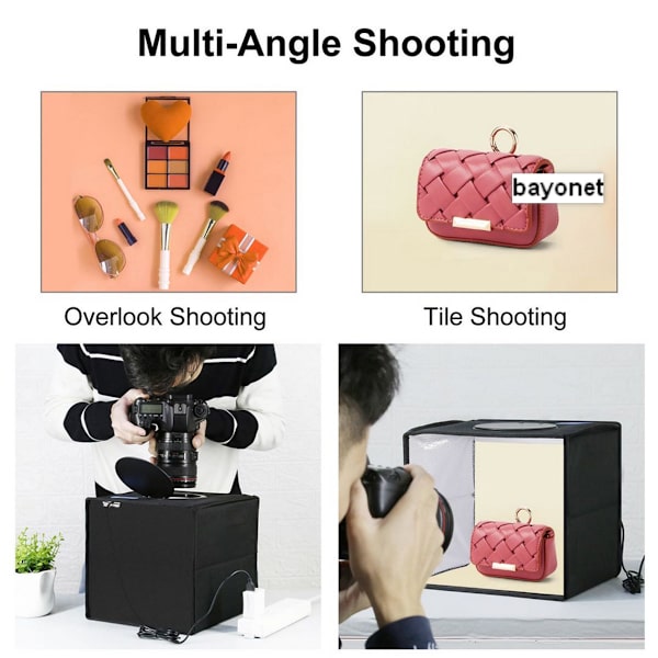 Ljuslåda Fotografering, Fällbar Fotostudio Box 10\" Foto Box med 96 Hög Färgåtergivningsindex LED-lampor, 6 st Bakgrundspapper för Reklam
