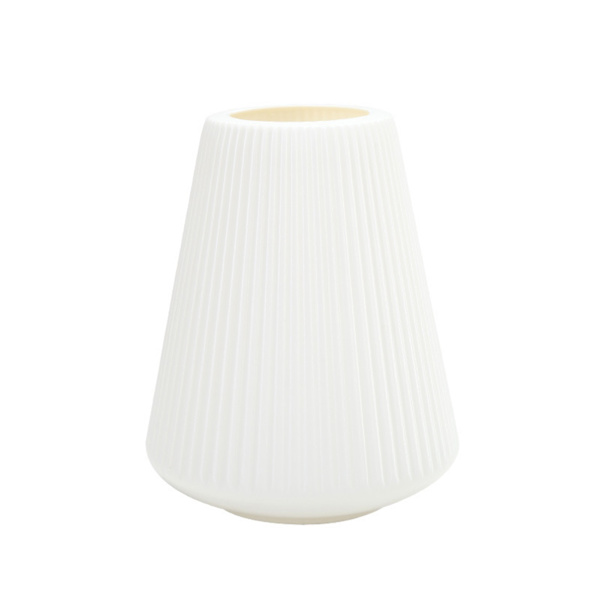 Vas Matt Keramisk Look Tjockad Modern Minimalistisk Dekorativ Plast Blomvas för Vardagsrum Sovrum Kontor 3516 Vit