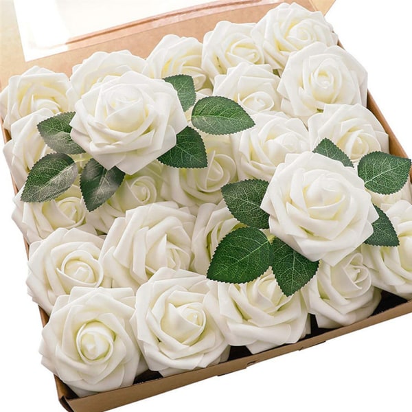 Konstgjorda blommor skum rosor med stjälkar-bröllopsbuketter