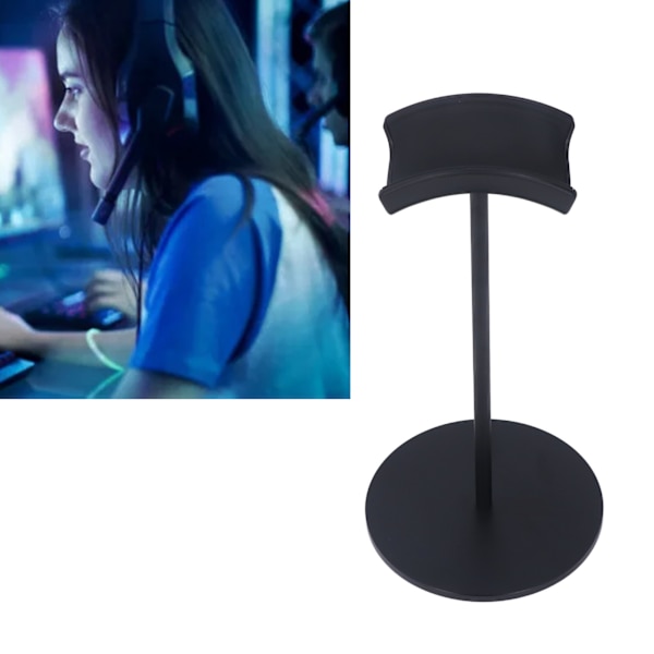 Hörlursstativ bågformad avtagbar stabil bas svart aluminiumlegering headset hållare för hem kontor sovrum studio
