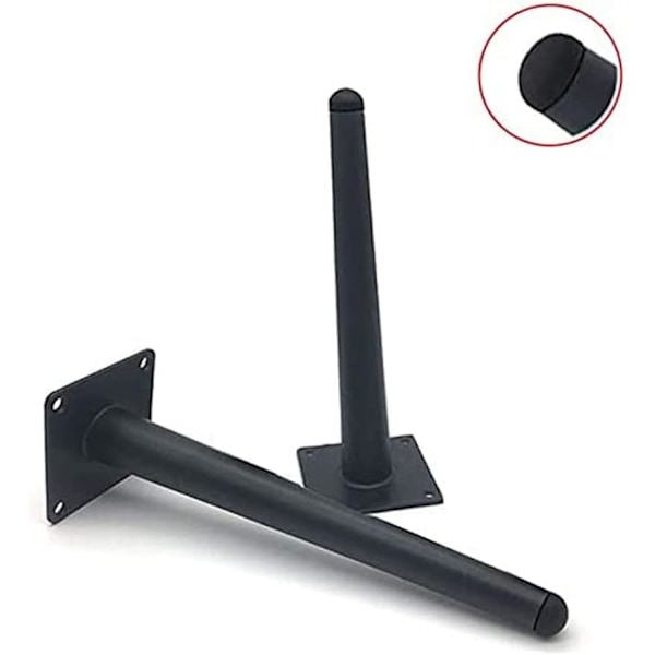 4-pack snedställda metallmöbelben, bordsben, skåpben, 25 cm höga avsmalnande möbelben för soffor, bord och andra skåpben (svart,