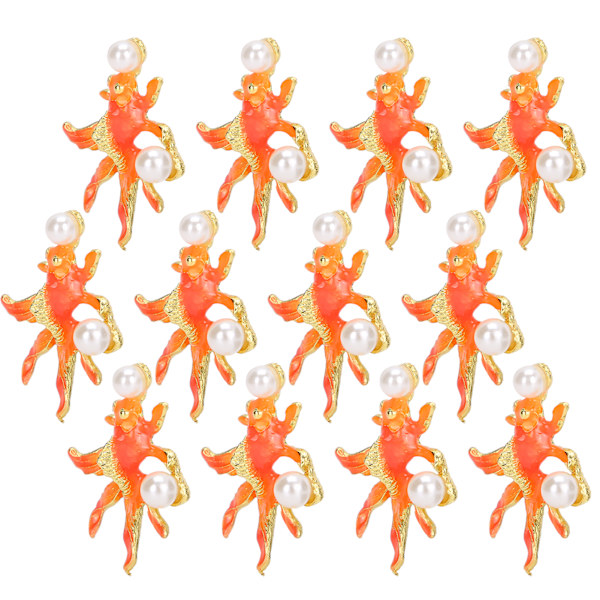 12 st Garment Embellishments Falska Pärlor Dekoration Flatback Klädknapp för DIY Kläder Väska Hårclips Liten Guldfisk/ 84g