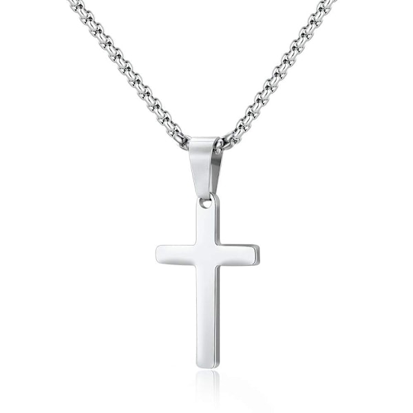 Korshänge för män, rostfritt stål silver plain cross P A A