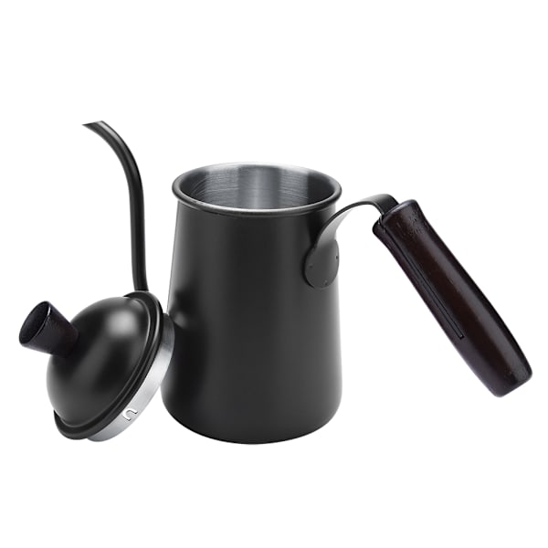 Kitchen Cafe 650ml 304 Rostfritt Stål Kaffe Droppkanna Kittel med Lång Gås-hals Pip (Svart)