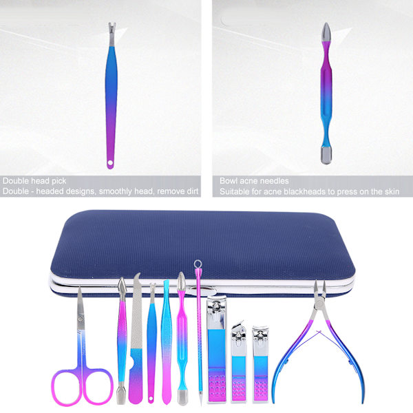 12-delad nagelklippare set ögonbrynssax död hud pusher manikyr pedikyr kit (7023C)