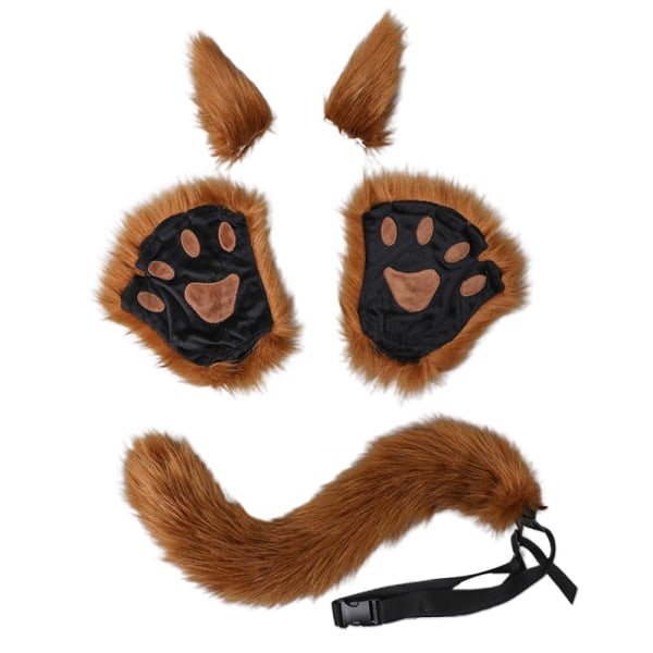 Wolf Fox Tail Clip Öron och handskar Set Halloween Christmas