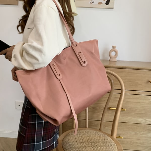 Kvinnors handväska mode stor kapacitet rymlig väska Dam cross-body handväska mode handväska översta handväska Pale pink